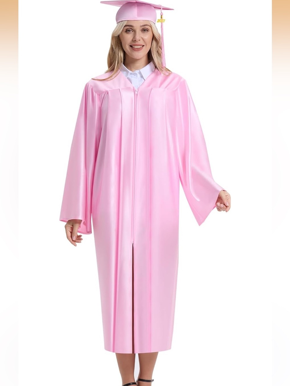 Pink Graduation Gown and Cap